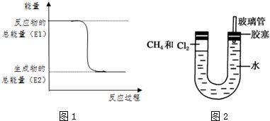 1 西气东输 中的 气 指天然气.其主要成分的结构式是.一定量的该气体燃烧过程的能量变化如图1所示.从图中可以读出E1 E2.该反应放出 能量. 2 CH4和Cl2发生的一系列反应都是取代反应